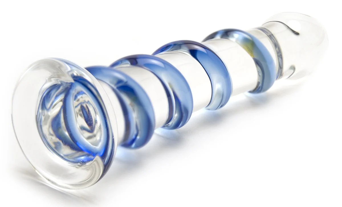 7.5" Sapphire Spiral Glass Dildo - Image 4